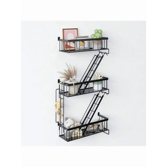 Tomnk New York Metal Decorative Shelf For Action Figure Display, Rustic Wall Shelves, Fire Escape Wall Shelf With Screwdriver And Screws, For Bedroom, Home Décor, Living Room