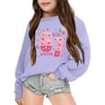 thumbnail image 2 of Tisuna Crewneck 67 Sweatshirt For Girls Child Letter Print Long Sleeve Pullover Tops Comfortable Leisure Kids Fall Daily Wear Purple Size 4-5 Years, 2 of 4