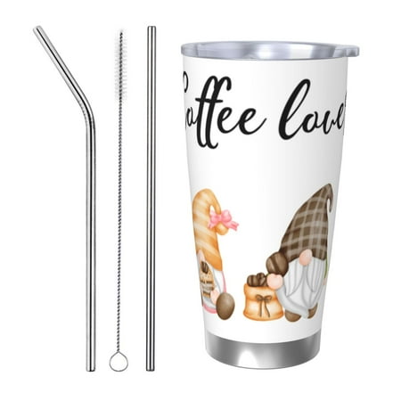 

Lukts Coffee Gnome (2) for 20OZ Car Cup Stainless Steel Direct Drinking Straw Thermos Cup Suitable for Office Travel and Car-Straw Three-piece Set
