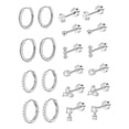 thumbnail image 4 of Juegos de aretes,Conjuntos de aretes para mujeres con múltiples perforaciones para niñas,Pendientes de aro con forma de botón,aretes con parte trasera plana,Pendientes apilados de acero Plata, 4 of 8