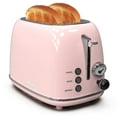 thumbnail image 3 of Toaster 2 slice,Retro Stainless Steel Toaster with 6 Settings, 1.5 In Extra Wide Slots, Bagel/Defrost/Cancel Function, Removable Crumb Tray (Baby pink), 3 of 4