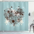 thumbnail image 1 of Ambesonne Floral Shower Curtain, Heart Shape with Dragonflies, 69"Wx75"L, Dark Brown Pale Blue, 1 of 3