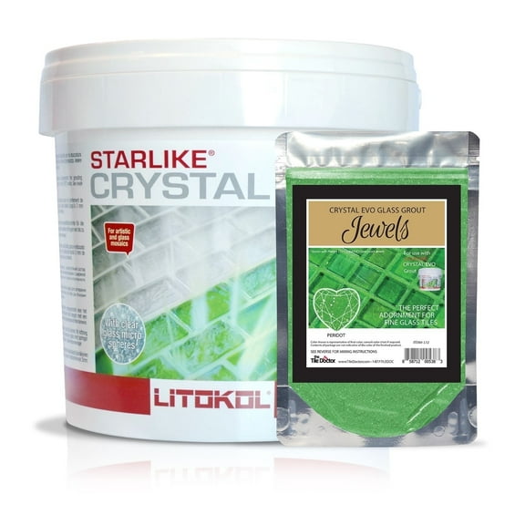 The Tile Doctor Crystal Glass Grout Jewels Peridot - Glass Expoy Grout Glitter Additive for Tile, Backspalsh, Pool, Kitchen, Bathroom - 5.5 lbs