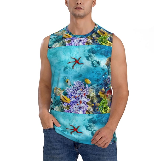 Balery Corals and Tropical Fish Camisetas sin mangas para hombre, absorbe la humedad y protege contra el mal olor.-XX-Large