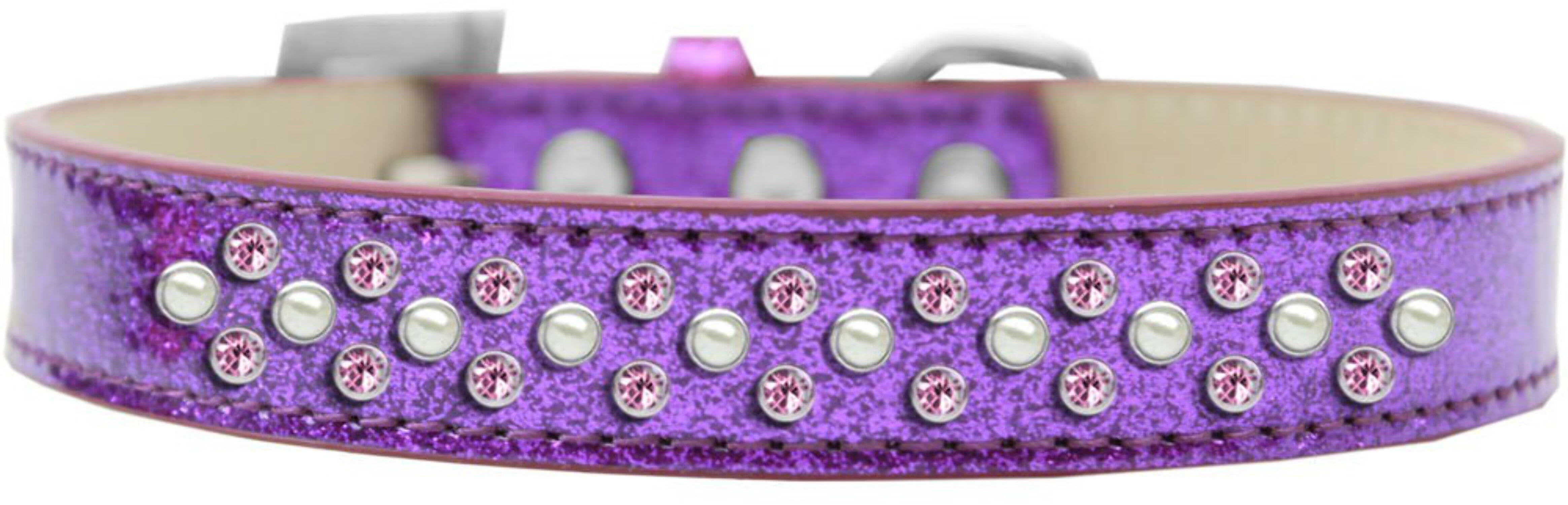Sprinkles Ice Cream Dog Collar Pearl And Light Pink Crystals Size Size 20 Silver