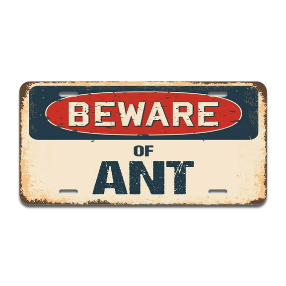 Beware of Ant Aluminum License Plate| License Plate 12" X 6" Fits Any Car, Truck, SUV, RV, or Trailer | Made in The USA