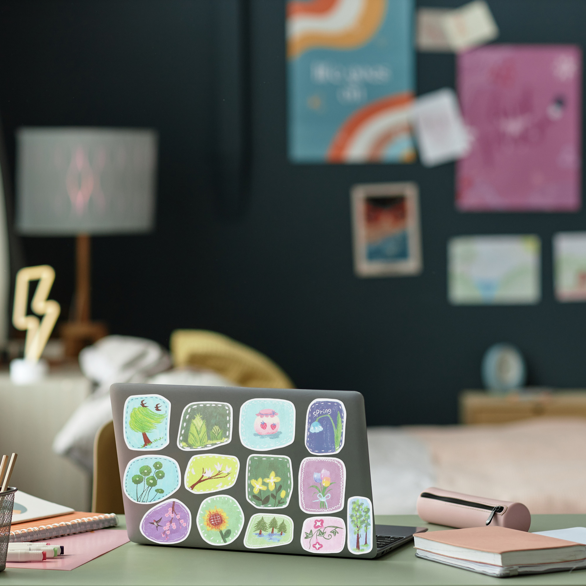 Unique Bargains Waterproof Reading Stickers for Laptop Scrapbook Spring