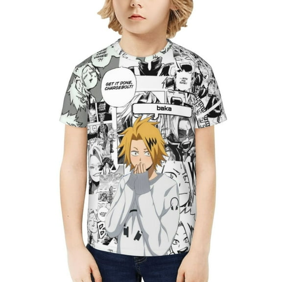 My Hero Academia Denki Kaminari Kids T-Shirt 3d Printed Graphic T-Shirts Boys And Girls Short Sleeve Shirts For Youth Kids X-Small