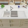 thumbnail image 4 of Pemberly Row White 46" Double Bowl Granite Composite Kitchen Sink w/ Drainboard, 4 of 9