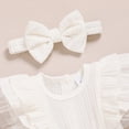 thumbnail image 4 of ZEHJUHAN Infants Baby Girl Ruffle Bubble Romper One-Piece Shorts Jumpsuit with Mesh Butterfly Sleeves Summer Outfit White，3-6M, 4 of 7
