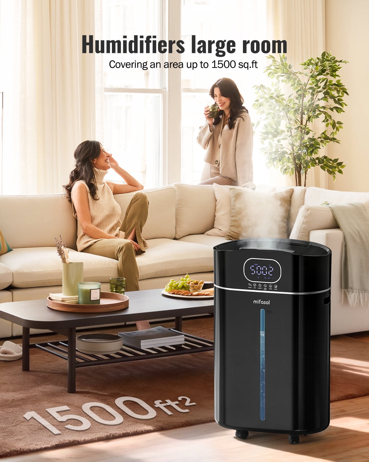 4.2Gal/16L Cool and Warm Mist Humidifier Large Room, Auto Restart Humidifiers for Home 1500 sqft, Air Humidifiers for Bedroom with Diffuser & Flame Light, Whole House Humidifiers for Baby Plant, Blac