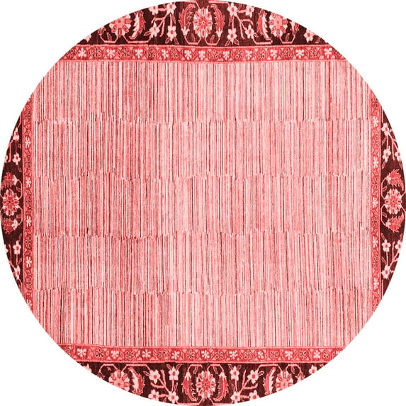 Ahgly Company Machine Washable Indoor Round Abstract Red Modern Area Rugs, 3' Round