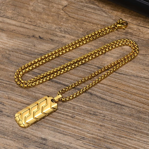 Collar con colgante de acero inoxidable con diseño geométrico de neumáticos para hombre, joyería de agua de marea de titanio Spring Creek