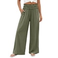 thumbnail image 2 of Noric Women's Cotton Loose-Fit Wide Leg Casual Pants with Elastic Smocked Waist Lounge Street Style Pants, 2 of 9