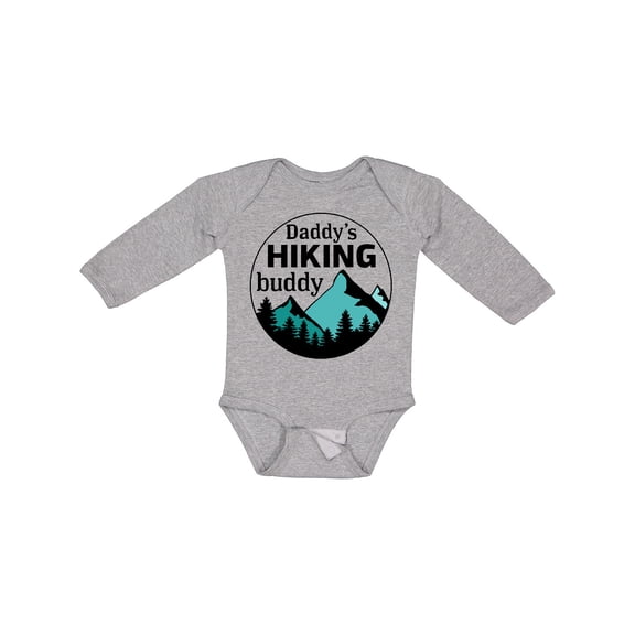 Inktastic Daddy's Hiking Buddy with Mountains and Trees Boys or Girls Long Sleeve Baby Bodysuit
