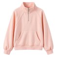 thumbnail image 5 of Mifsaly Boys Girls Sweatshirt Half Zip Long Sleeve Pullover Sweatshirts Kids Comfortable Casual Fall Winter Warm Outerwear Pink,11-12 Years, 5 of 7