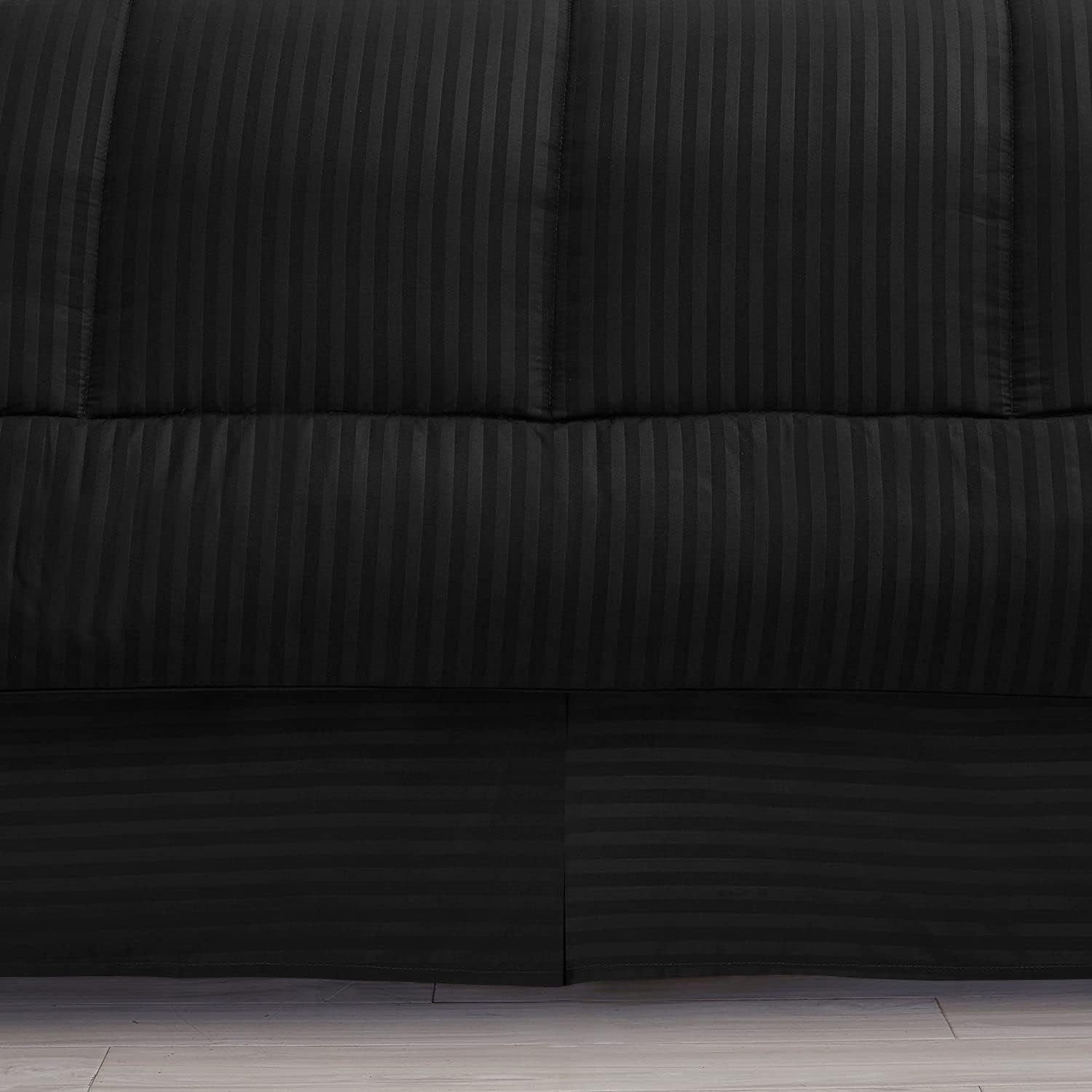 D.N.G. BEDDINGS Full/Queen Size 800 Thread Count, 100% Egyptian Cotton, Black Premium Hotal Quality, 1 Piece Box Design Striped Comforter Set