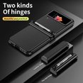 thumbnail image 2 of MonsDirect for 6.7 inch Samsung Galaxy Z Flip 3 5G 2021 Case with A Capacitance Pen, Two Hinge Protection Plating PC Frame Leather Grain Shockproof with S Pen Holder for Galaxy Z Flip 3, Black, 2 of 7