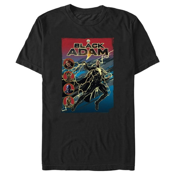 Men's Black Adam Justice Cover Graphic Tee Black Medium