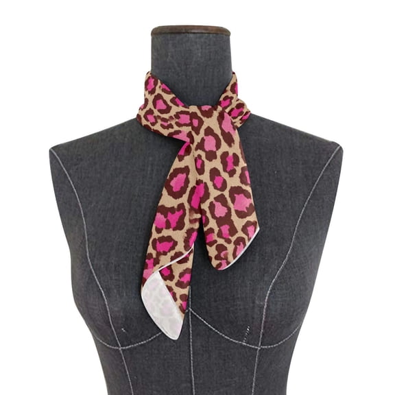 Square Scarf 24x24 Inch Bold Pink Tan Leopard Pattern Silky Satin Sun Protection Neck Scarf for Women Multi-Purpose Head Wrap Bandana for Hair Bag Decoration