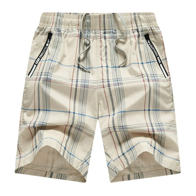Bowake Men's Plus Size Workout Shorts Print Elastic Waist Drawstring Straight Leg Summer Knee Length Shorts with Pockets