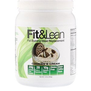 Fit & Lean, Fat Burning Meal Replacement, Cookies & Cream, 1.0 lb (450 g) (Pack of
