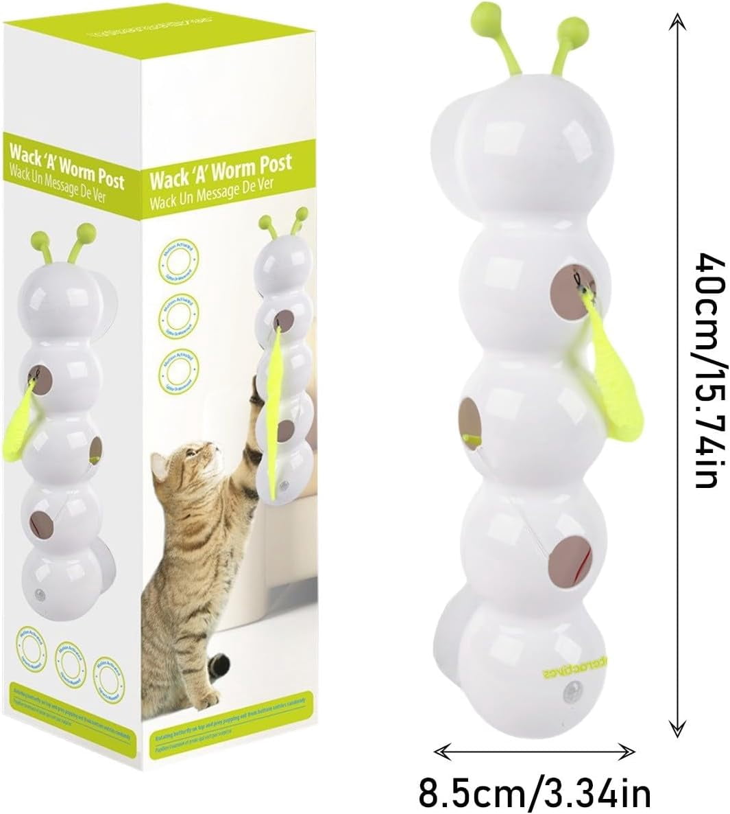 Interactive Electric Caterpillar Cat Toy, Caterpillar Smart Cat Toy for Bored Cats for All Ages Indoor Cat