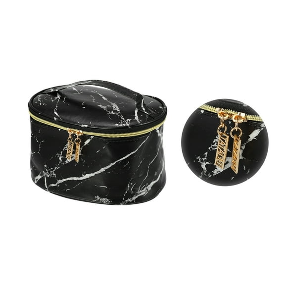 Vocoste Makeup Bag Marble Cosmetic Travel Bag Make Up Brush Organizer Bag Storage for Women Black 8"x6"x5"