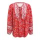 thumbnail image 2 of Gibobby Blusa Termica Mujer Camisa de manga larga con cuello en V floral elegante para mujer para otoño（Rojo， XL), 2 of 4