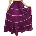 thumbnail image 1 of Bimba Women's Long Plum Flared Cotton Skirt Elastic Waist Wear Clothing -S, 1 of 9