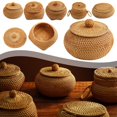 thumbnail image 3 of Hand-Woven Round Rattan Storage Basket with Lid –Durable Wicker Box for Picnic, Decoration, and Multi-Purpose Storage – Eco-Friendly Craftsmanship, 3 of 10