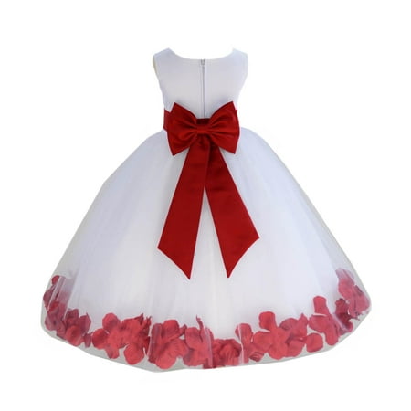 

Ekidsbridal Wedding Pageant Rose Petals White Tulle Flower Girl Dress Toddler Special Occasion 302T 8