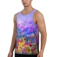thumbnail image 2 of Fotbe Colorful Purple Cosmos Flower Pattern Men's Quick Dry Workout Tank Top Gym Muscle Tee Fitness Bodybuilding Sleeveless T Shirt Breathable Workout Shirt-Large, 2 of 9