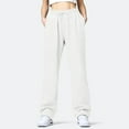 thumbnail image 5 of Baqcunre Autumn And Winter Solid Color Sports Pants Casual Loose Drawstring Pockets Wide Straight Pants Pants For Women Casual Pants For Women Sweatpants Women,Women'S Pants,Color White,Size M, 5 of 9