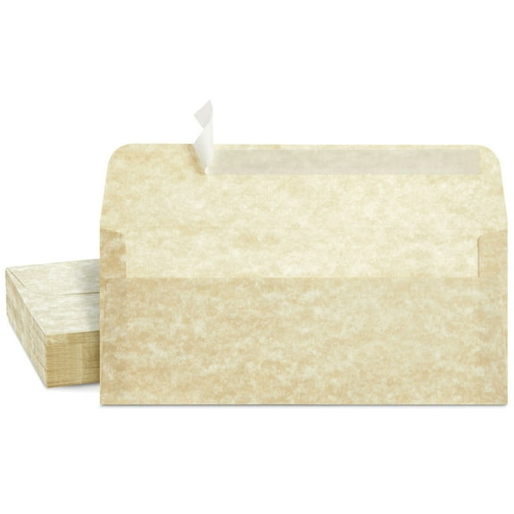 Sustainable Greetings 50-Pack #10 Parchment Paper Business Mailers - 4 1/8 x 9 1/2 In, Ivory 90 GSM - Peel & Seal Adhesive Strip Closure for Letters & Invitations