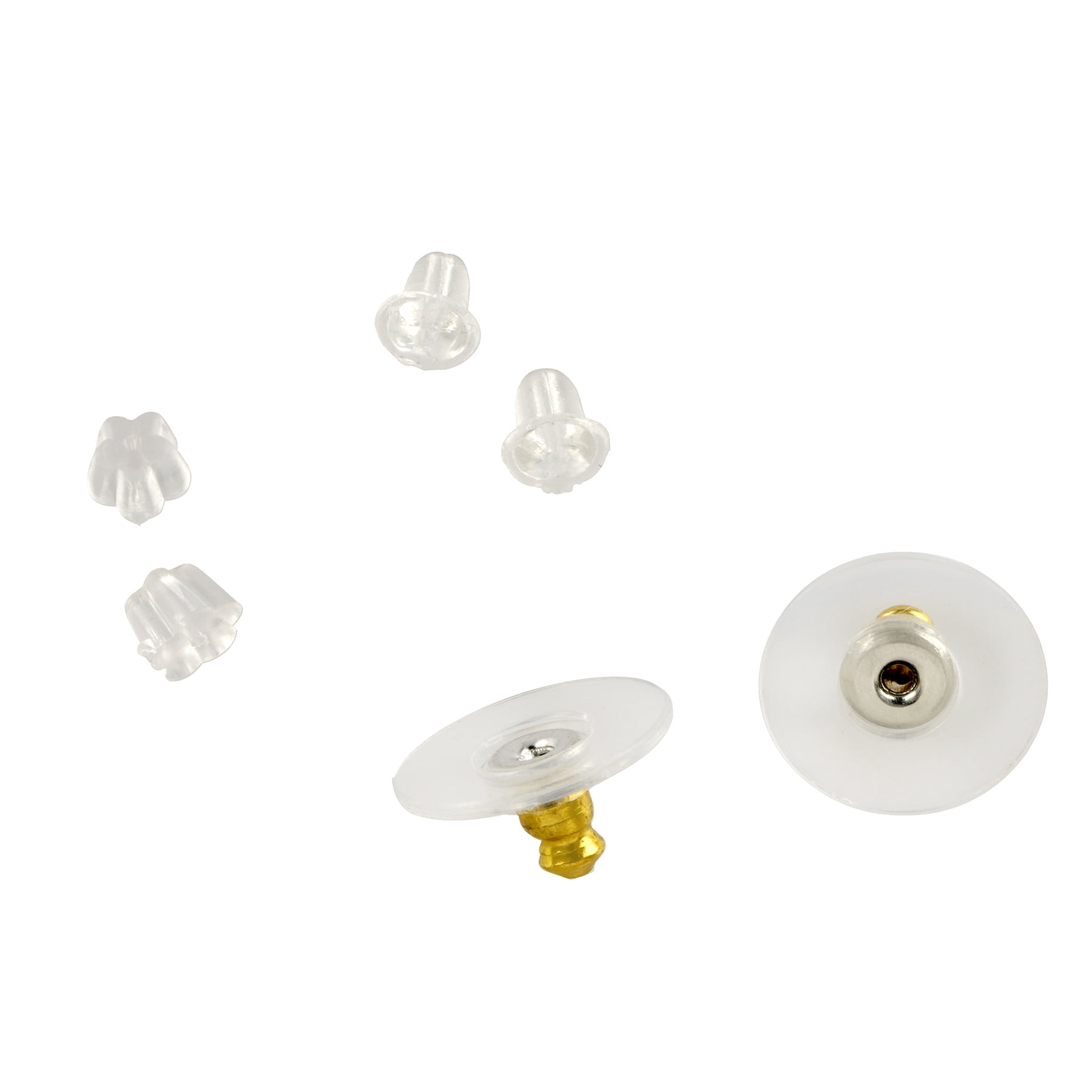 Assorted Gold Earring Backs by Bead Landing – Nickel-Free Brass & Plastic Earring Stoppers in 3 Styles for DIY Jewelry & Repairs - 12 Pack