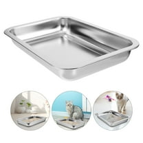 Stainless Steel Cat Litter Box for Big Cats, Small Stainless Steel Large Metal Cat Litter Box-Easy to Clean