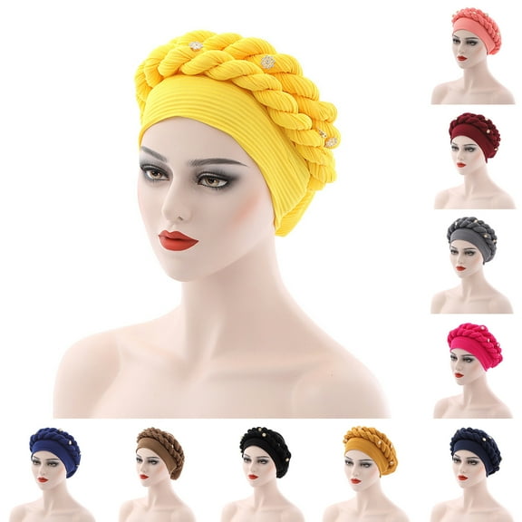 Travelwant Women Turban Pre-Tied Bonnet Braid Turban African Head Wrap for Woman