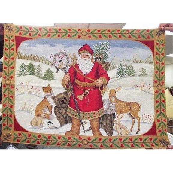 2'6" x 3'4" Woodsman Santa Claus Christmas Handcrafted Premium Hooked Indoor Area Rug