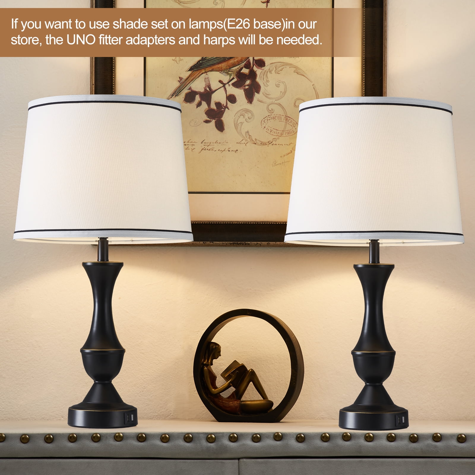 NATYSWAN Lamp Shades Set of 2, Drum Lampshades, Lampshade 10 Inches Height, Lampshades for Table Lamp, Floor Lamp, Pendant Light, Lamp Shade Harp Holder Included