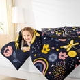 thumbnail image 4 of Homewish Rainbow Flower Dragonfly Full Size Comforter Sets,Boho Bohemain Style Bedding Comforter Set,Black Yellow Pink Bedding Sets For Kids Girl，Microfiber Bedroom Decor Reversible,3pcs, 4 of 8