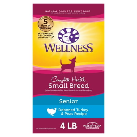 UPC: 0076344891208 | Wellness Complete Health Natural Dry Small Breed Senior Dog Food Turkey & Peas 4-Pound Bag