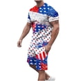 thumbnail image 2 of cllios Men's Short Sets 4th of July Short Sleeve Tshirts and Drawstring Shorts Matching Suits Independence Day Stars and Stripes Graphic Muscle Tracksuits Sets with Pockets, 2 of 5