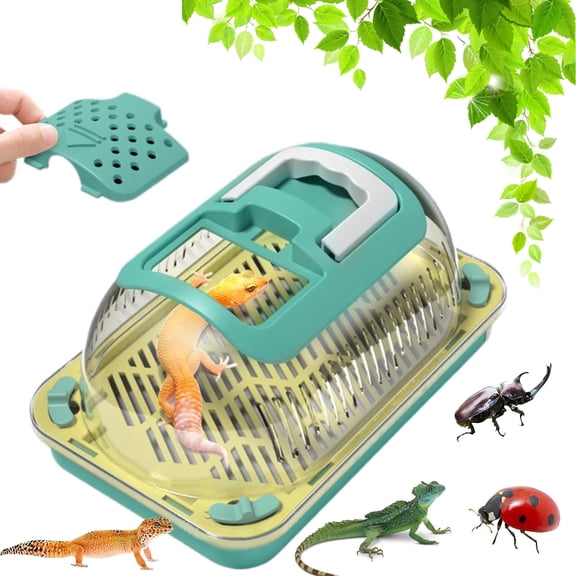 Gecko Tank & Reptile Terrarium Box,Lizard Terrarium,Reptile Cage,Portable Reptile Breeder Box with Handle,Clear Reptile Enclosure for Small Pets, Amphibians, Geckos, Chameleons