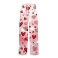 thumbnail image 5 of Fgvctg Valentine's Day Mens Pajamas Loose Wide Leg Sleepwear Pajama Pants Comfy Love Heart Print High Waisted Pj Spring Drawstring Lounge Pants with Pockets Watermelon Red M, 5 of 5