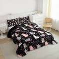 thumbnail image 3 of Castle Fairy Kawaii Cats Full Size Comforter Sets 3-Piece for Boys Girls,Love Heart Print Bedding Comforter Set,Cute Flowers Animal Lightweight Bedding Sets,Luxury Bedroom Decor,Reversible, 3 of 8