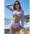 thumbnail image 1 of Charmo Maillot Dermoprotecteur pour Femmes à Manches Longues, Maillot de Bain Deux Pièces, Haut Court, Croisillons, Maillot de Bain 2 Pcs, 1 of 5