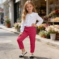 thumbnail image 6 of Vornjynx Girls Cotton Pants High Waist Lightweight Straight Fit Summer Casual Comfort Pants Hot Pink Size 3, 6 of 10