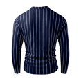 thumbnail image 4 of GrmtClth Shirts for Men Casual Vertical Striped Top Work Button Tee Trend Long Sleeve Blouse Henley Dark Blue L, 4 of 4