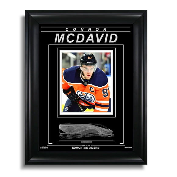 Connor McDavid Edmonton Oilers Gravé Photo Encadrée - Gros Plan de Capitaine
